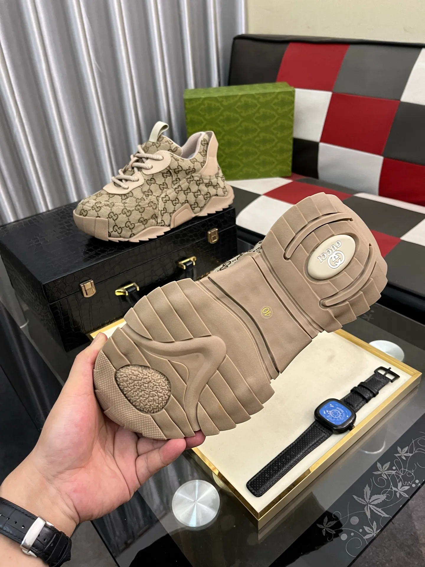 Men's shoes 💰600⌚️⌚️ (GUCCI-Gucci) luxury brand sports and casual shoes, imported original material, sheepskin lining, high-end and comfortable, original outsole is light and wear-resistant! Purely handmade, details determine quality! 38-444️⃣colors available